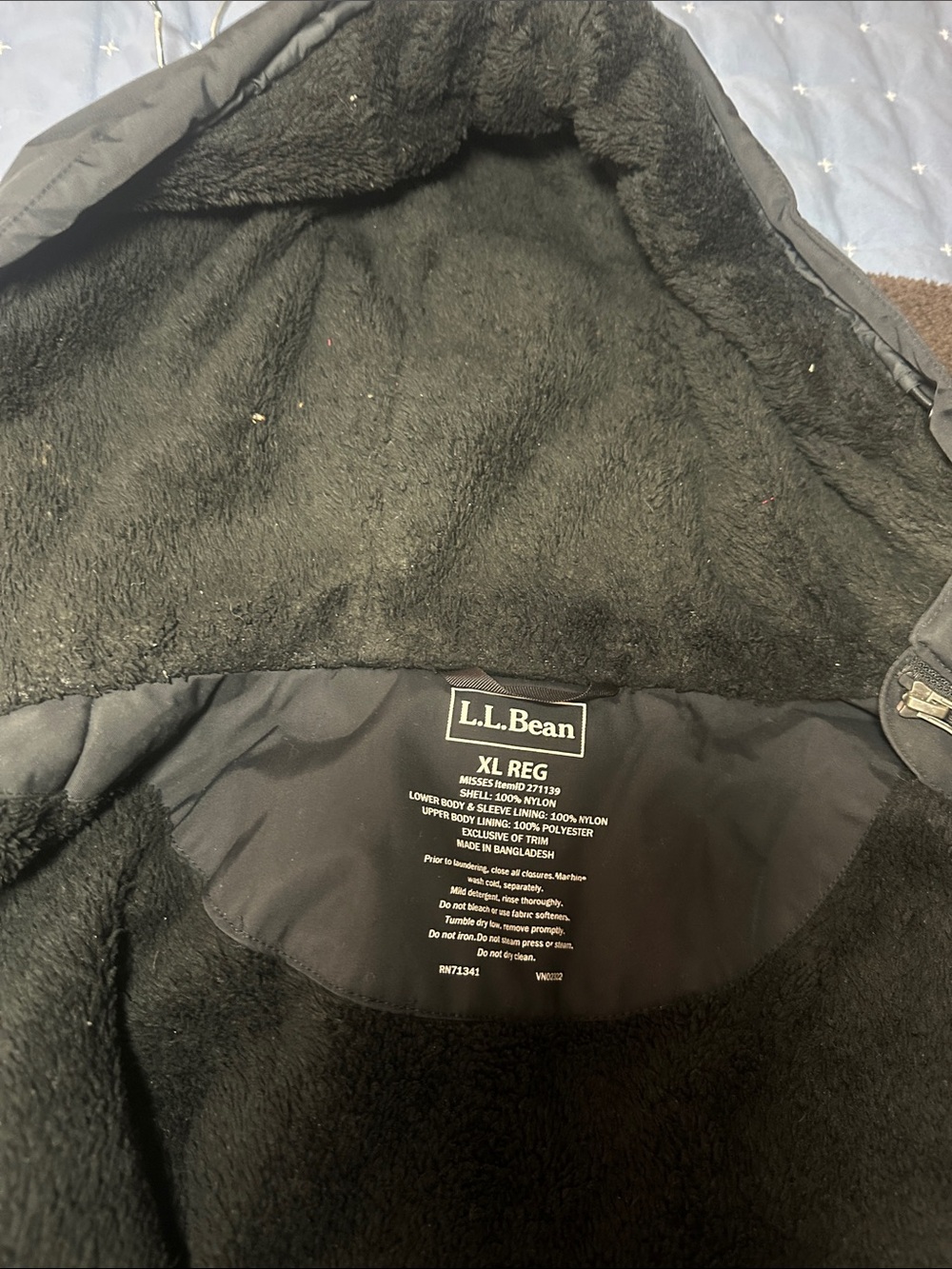 L.L. Bean Black Women's Ski Jacket with Plush Fleece Hood